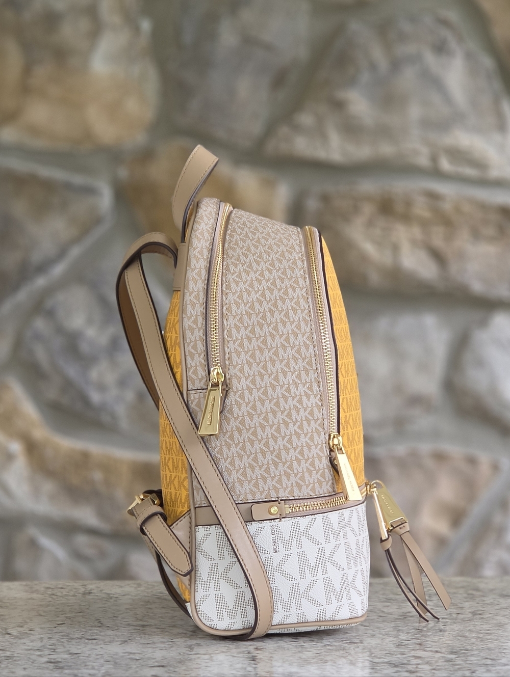 Michael Kors Rhea Logo Color-Block Medium Backpack - Picture 2 of 7